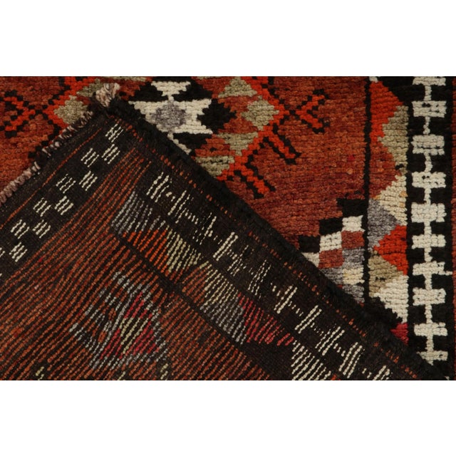 Textile Vintage Turkish Runner in Rust Red and Brown With Colorful Geometric Patterns For Sale - Image 7 of 7