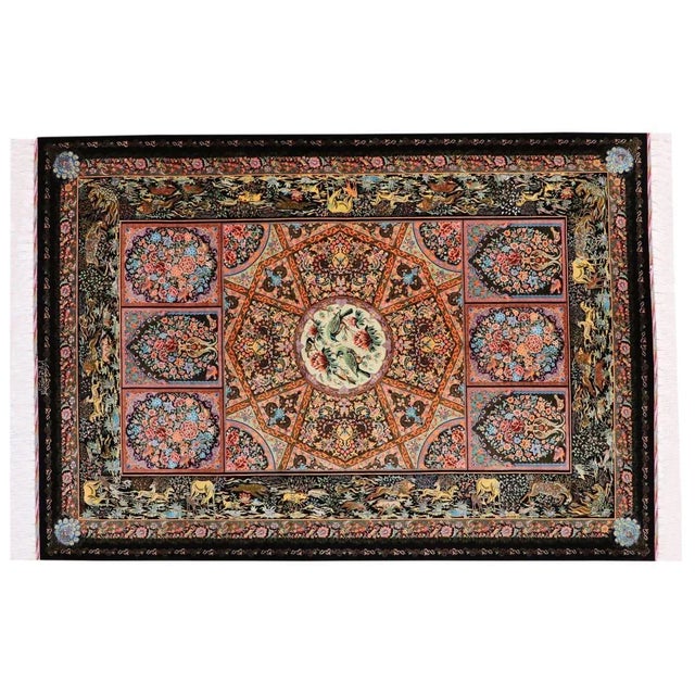 • Exclusive rug Ghom | Knot density: Very high | Material: Pure silk | Size: 208×141 cm | Condition: Excellent | Pattern:...
