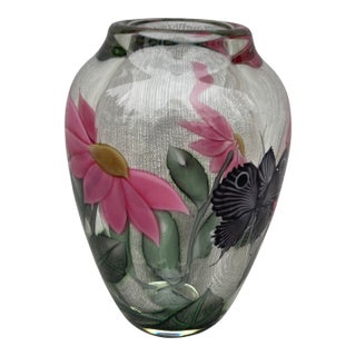Orient and Flume Byers Sillars Floral Butterfly Art Glass Paperweight Vase 24/300 For Sale