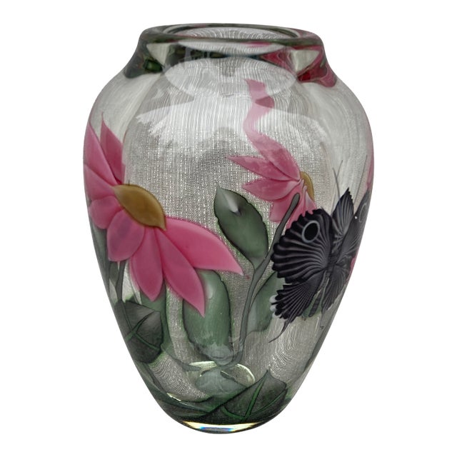 Orient and Flume Byers Sillars Floral Butterfly Art Glass Paperweight Vase 24/300 For Sale