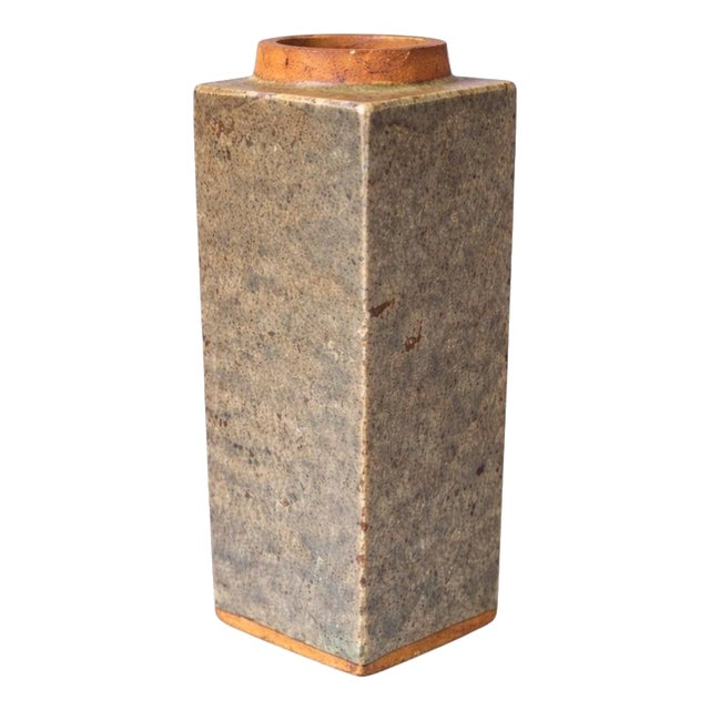 Vintage Swedish Brutalist Stoneware Vase by Rolf Palm for Höganäs, 1970s For Sale