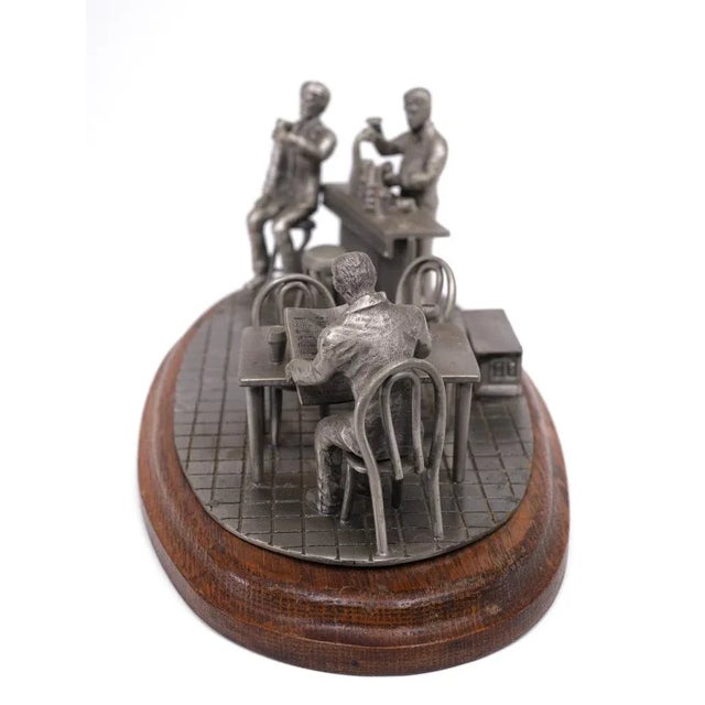 Mid-Century Modern Vintage Pewter Bar Scene by Tin Etain Zinn Pewter, 1970s For Sale - Image 3 of 10