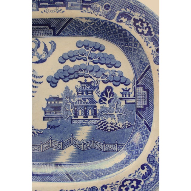 Victorian 19thC. Staffordshire Blue Willow China Platter/Chinoiserie For Sale - Image 3 of 6
