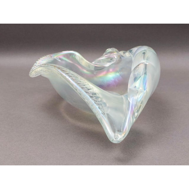 Mid-Century Modern Mid 20th Century Licio Zanetti Signed Murano Italy Iridescent Conch Shell Glass Bowl Sculpture For Sale - Image 3 of 8
