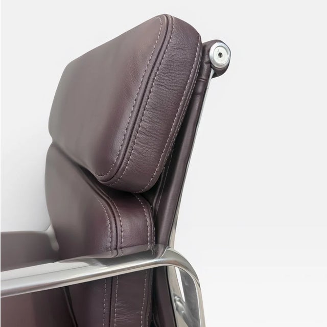 Eames for Herman Miller Soft Pad Management Chair - Dark Burgundy Leather For Sale - Image 6 of 9