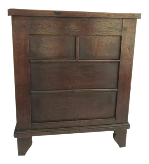 Late 17th Century English Oak Coffer Box Commode Side Table Pegged Construction