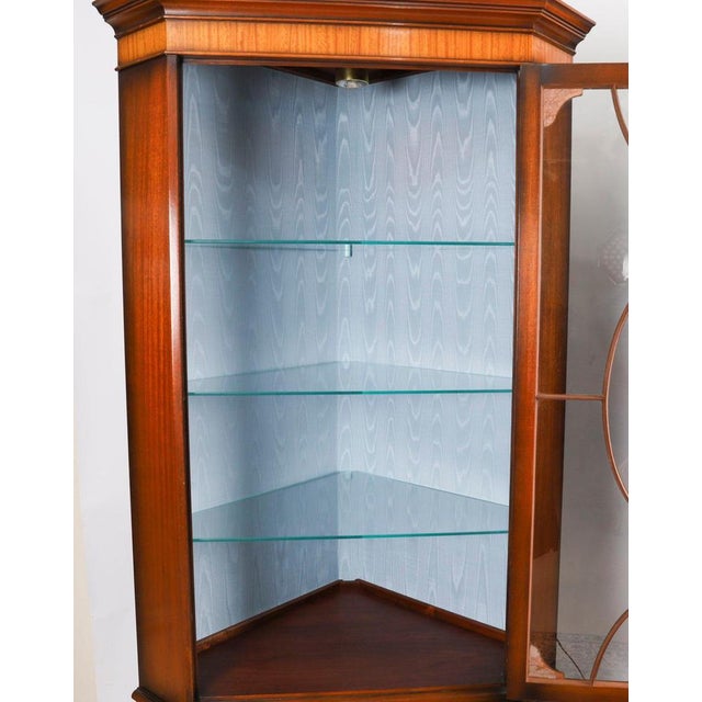 Vintage 20th Century English Flame Mahogany Corner Display Cabinets from Harrods For Sale - Image 11 of 18