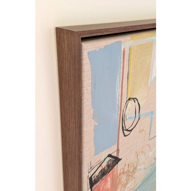 2020s Framed Abstract Oil Painting on Linen "Disturbances" For Sale - Image 5 of 5