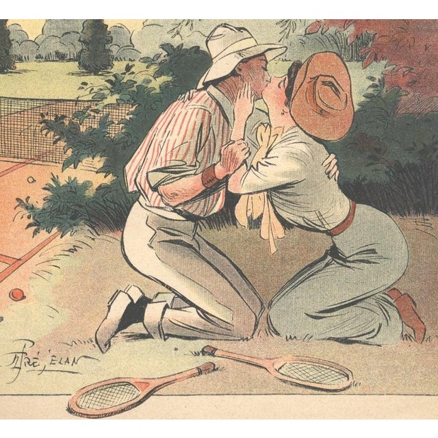 This is a rare image that dates to 1908. It is an antique image that originally appeared as the cover from a French humor...