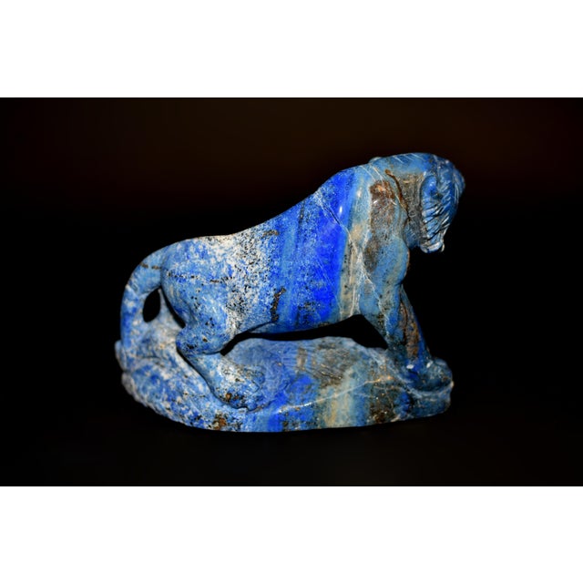 Late 20th Century Lapis Lazuli Tiger Statue Paperweight For Sale - Image 9 of 11