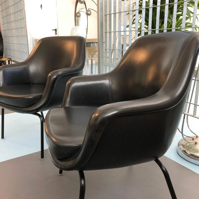 Black Italian Armchairs by Olli Mannermaa for Cassina, 1950s, Set of 2 For Sale - Image 8 of 9