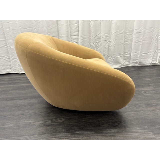 RH Reyna Swivel Chair Camel | Performance Velvet Excellent Condition | Artisan-Crafted Comfort ──────────── SCULPTURAL...