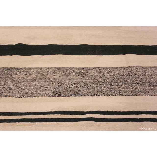 Contemporary Modern Flatweave Room Size Black and White Color Kilim Rug For Sale - Image 3 of 6
