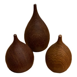 1960s Mid Century Teardrop Shape Teak Salt & Pepper Shaker Collection - Set of 3 - Very Rare For Sale