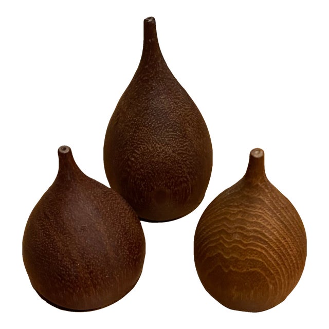 1960s Mid Century Teardrop Shape Teak Salt & Pepper Shaker Collection - Set of 3 - Very Rare For Sale
