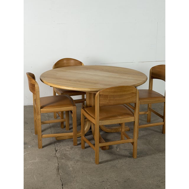Danish Round Extendable Dining Table in Ash with Two Extension Leaves, 1970s For Sale - Image 10 of 11