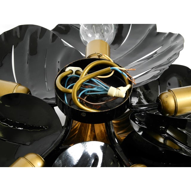 Large Black and Gilt Metal Floral 5-Arm Ceiling Lamp by Hans Kögl, 1980s For Sale - Image 16 of 18