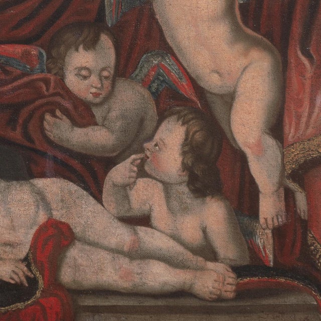 Early 18th Century 'Cherubs Playing', 18th Century Italian School, Angels, Amorini, Memento Mori, Naive, Baroque Religious Oil For Sale - Image 5 of 11
