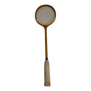 Vintage English Wooden Squash Racket - 1970s For Sale
