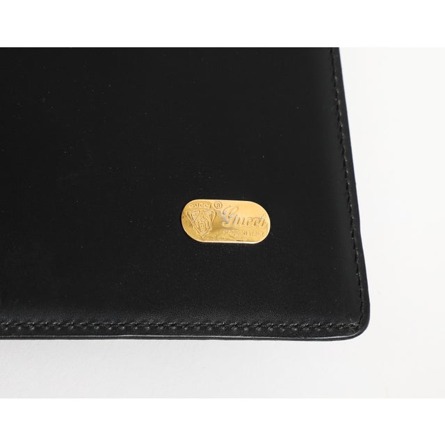 Italian Black Leather Portfolio Folder by Gucci, Circa 1980s For Sale - Image 3 of 8