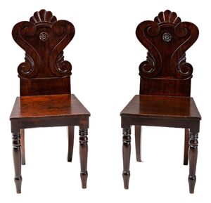 Early 19th Century Pair of English Regency Hall Chairs