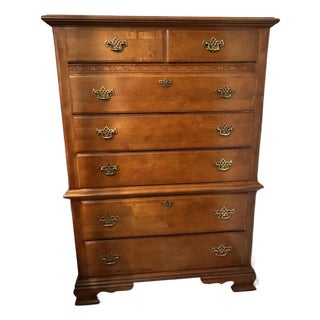 Vintage Late 20th Century Stanley “Open Home” Highboy Dresser For Sale