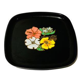 Vintage 1970s Couroc Floral Catchall Tray For Sale