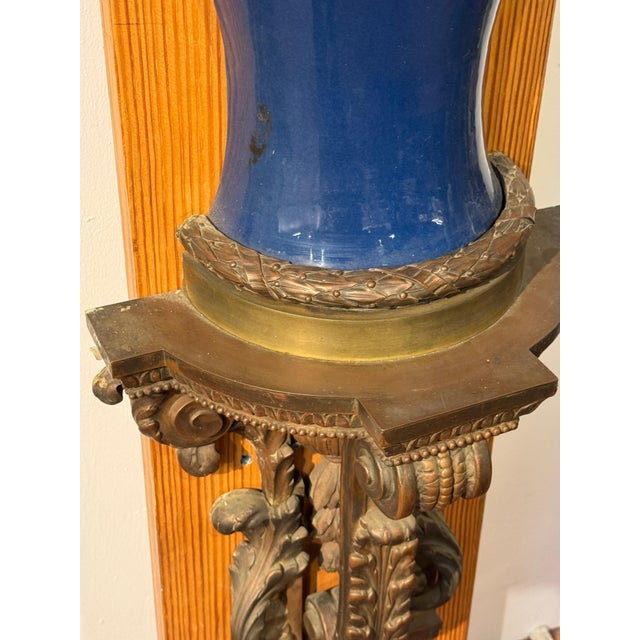 Pair Monumental French Ormolu Kangxi Powder Blue Wall Lights, Waldorf Astoria For Sale - Image 17 of 18