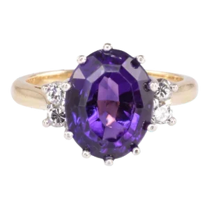 1970s 18K Mixed Cut Amethyst Ring Size 5