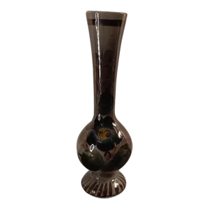 Vintage Tonala Mexican Folk Art Fluted Vase