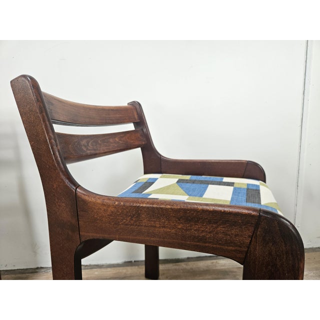 1970s Vintage Beech and Fabric Dining Room Chairs, 1970s, Set of 4 For Sale - Image 5 of 15