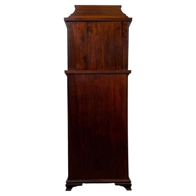 Antique English Walnut Narrow Display Cabinet, 1800s For Sale - Image 9 of 12