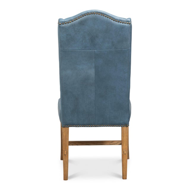 2020s Blue Leather Wingback Dining Chairs, High Back, Sets of 2 For Sale - Image 5 of 11