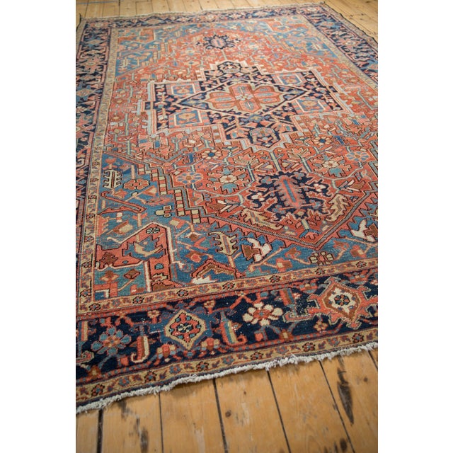 1920s Antique Persian Heriz Medallion Wool Carpet For Sale - Image 11 of 13