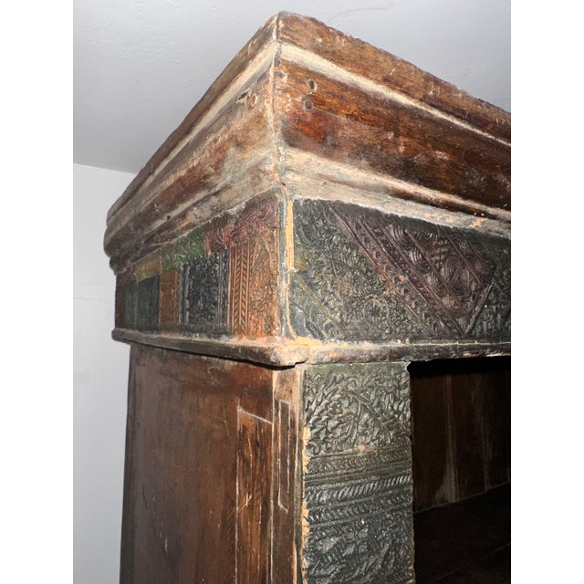 Late 20th Century Indian Hand-Carved Solid Wood Bookcase With Intricate Carved Panels For Sale - Image 9 of 13