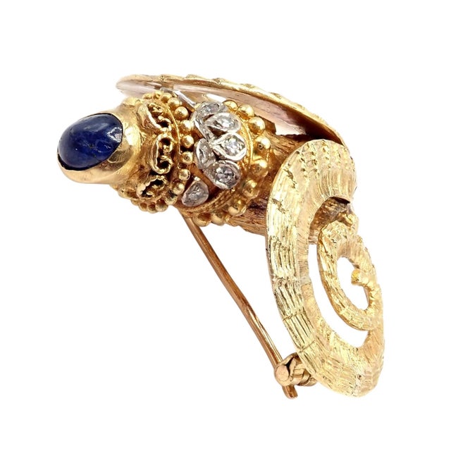 Gold Late 20th Century Rare Ilias Lalaounis Yellow Gold Ram Ares Diamond Ruby Sapphire Large Brooch For Sale - Image 8 of 14