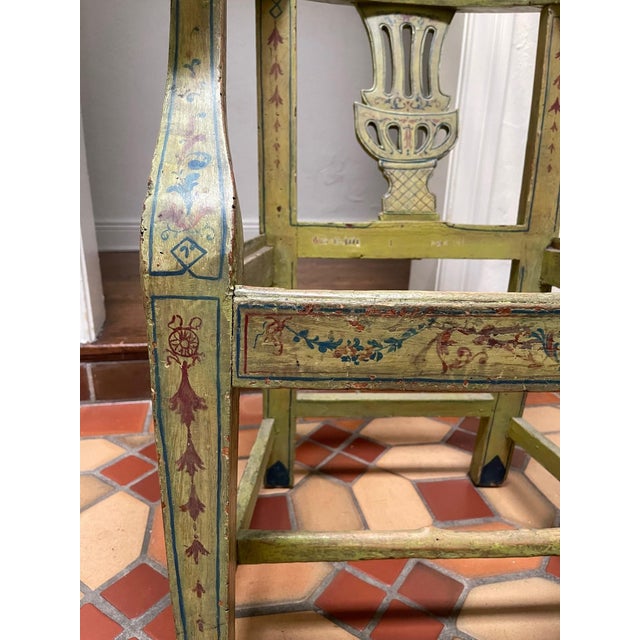 Wood Painted Neoclassical Style Armchair, Italian Circa 19th Century For Sale - Image 7 of 10