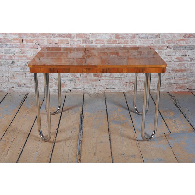 Bauhaus Folding Table in Oak by J. Halabala for Up Zavody, Czech, 1930s For Sale - Image 10 of 18