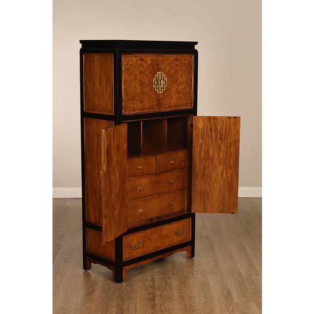 Century Furniture Century Chin Hua Furniture Asian Style Burl Wood Cabinet Armoire For Sale - Image 4 of 18