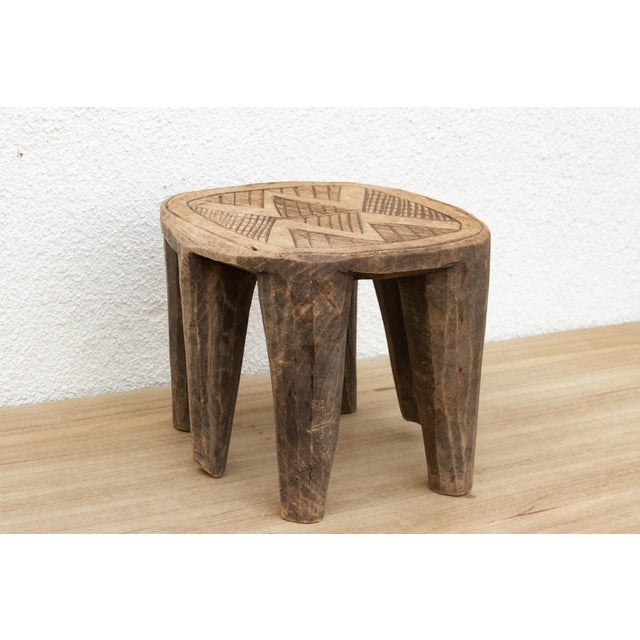 1960s Vintage Nupe Carved Stool, Aged Patina For Sale - Image 5 of 8