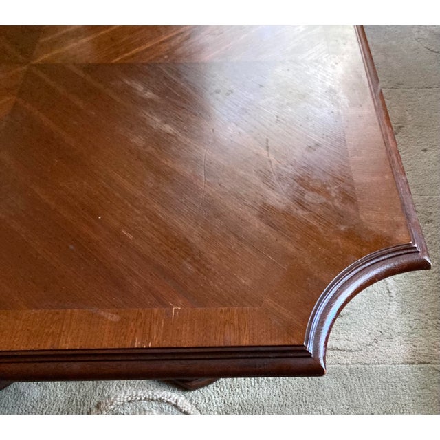 Vintage Thomasville Mahogany Coffee Table With Pedestal Base and Marquetry Top For Sale - Image 10 of 11