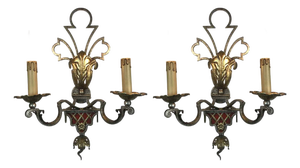 Silver and Gilt Iron Sconces, 1980s, Set of 2