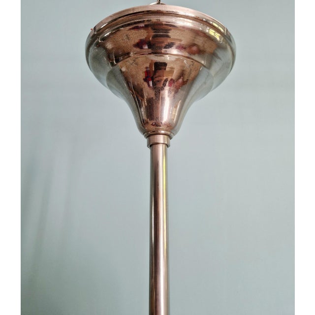 Bauhaus Pendant Light in Chromed Metal with White Opaline Glass Globe, 1930s For Sale - Image 6 of 9