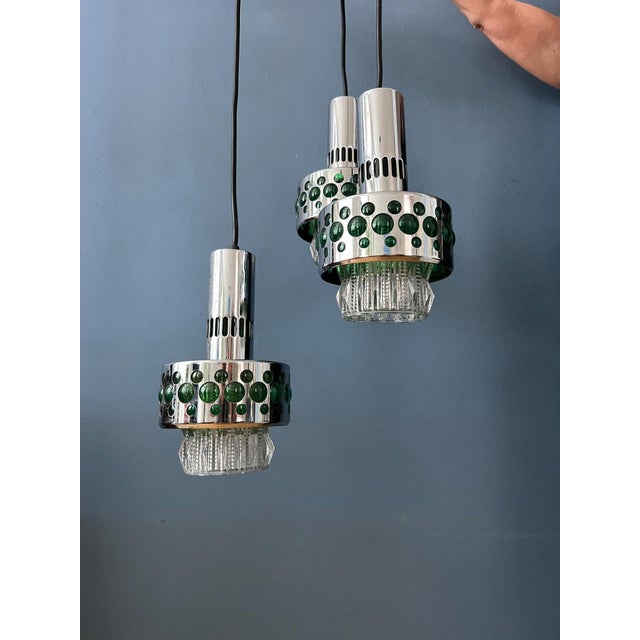 Glass Vintage Space Age Massive Cascade Pendant Lamp For Sale - Image 7 of 11