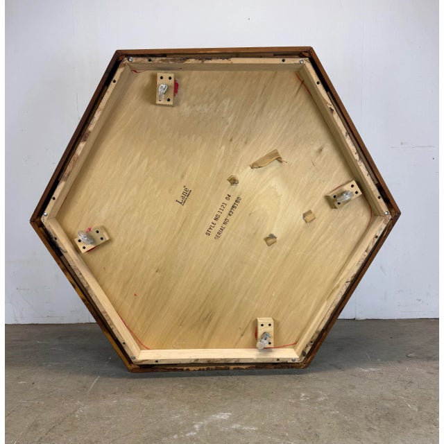 1970’s Mid Century Modern Lane Furniture Hexagonal Coffee Table, Smoked Glass Top For Sale - Image 11 of 12
