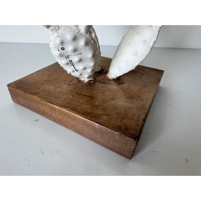 Vintage White Metal Cactus Table Sculpture on Wood Base – Signed Illegible For Sale In Miami - Image 6 of 10