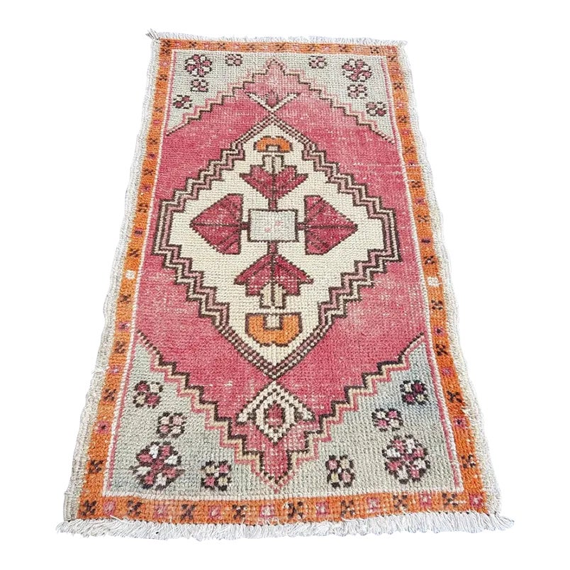 1950s Neutral Orange Wool Rug | Chairish