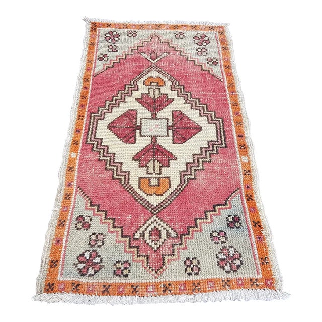 1950s Neutral Orange Wool Rug For Sale