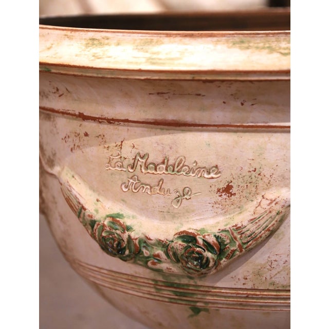 Early 21st Century French Handmade Terracotta Bowl Urn Planters by La Madeleine in Anduze - Set of 2 For Sale In Dallas - Image 6 of 12