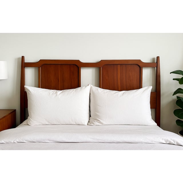 Mid Century Modern Full Walnut Headboard, c. 1960's. The headboard attaches to a simple metal bed frame (can be purchased...